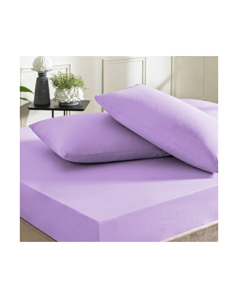 Tek Kişilik Lastikli Çarşaf Takımı (YASTIKLI)  100 x 200  Mor İpliği Boyalı