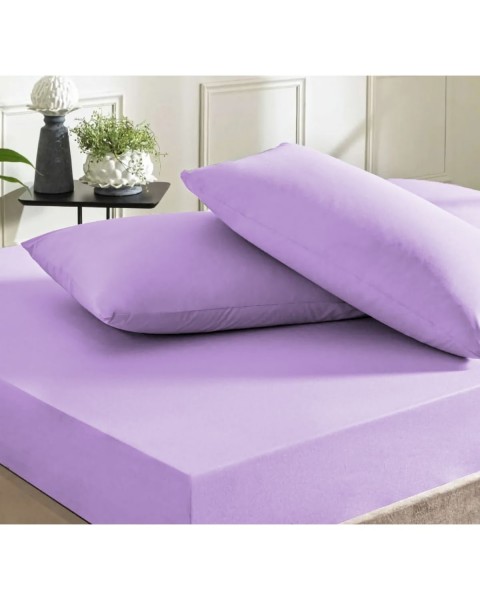 Tek Kişilik Lastikli Çarşaf Takımı (YASTIKLI)  100 x 200  Mor İpliği Boyalı