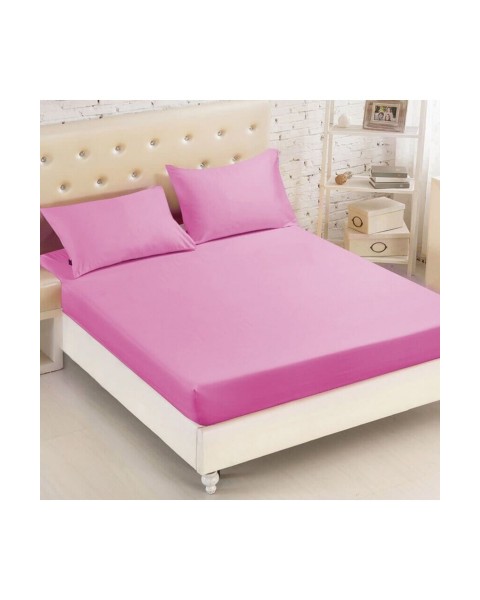 Tek Kişilik Lastikli Çarşaf Takımı (YASTIKLI)  100 x 200  Pembe İpliği Boyalı