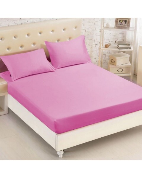 Tek Kişilik Lastikli Çarşaf Takımı (YASTIKLI)  100 x 200  Pembe İpliği Boyalı