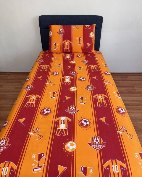 Tek Kişilik Lastikli Çarşaf Takımı Yastıklı Taraftar Takımı Sarı Kırmızı 100 x 200 100 x 200  sarı kırmızı