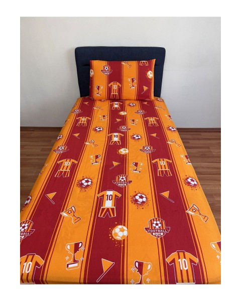 Tek Kişilik Lastikli Çarşaf Takımı Yastıklı Taraftar Takımı Sarı Kırmızı 100 x 200 sarı kırmızı 100 x 200