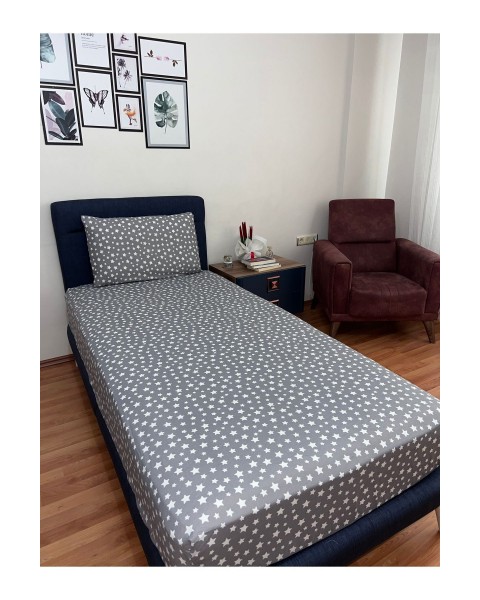 Tek Kişilik Lastikli Çarşaf (Yastıklı) 100 x 200 100 x 200  Gri