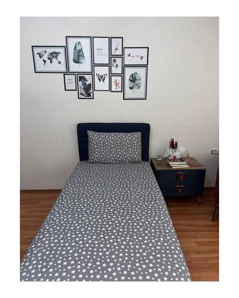 Tek Kişilik Lastikli Çarşaf (Yastıklı) 100 x 200 100 x 200  Gri