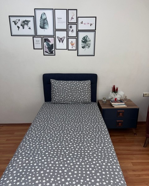 Tek Kişilik Lastikli Çarşaf (Yastıklı) 100 x 200 100 x 200  Gri