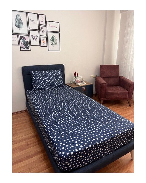 Tek Kişilik Lastikli Çarşaf (Yastıklı) 100 x 200 100 x 200  Lacivert