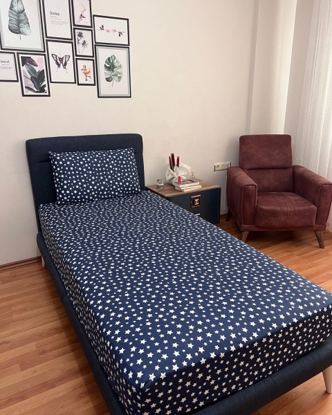 Tek Kişilik Lastikli Çarşaf (Yastıklı) 100 x 200 100 x 200  Lacivert