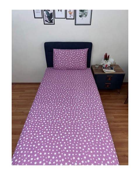 Tek Kişilik Lastikli Çarşaf (Yastıklı) 100 x 200 100 x 200  Mor