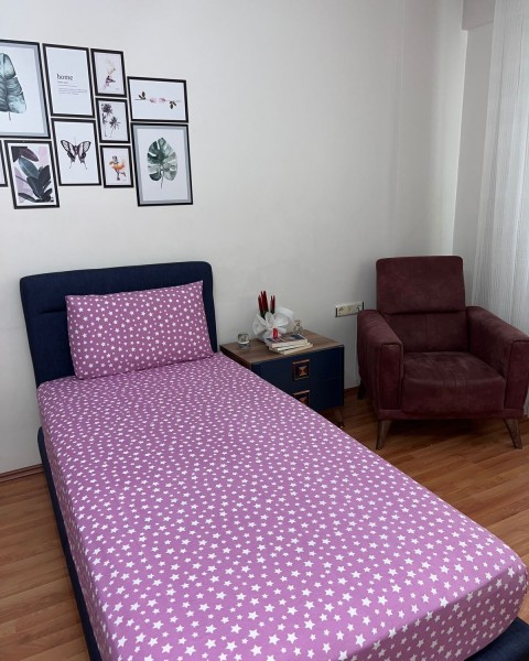 Tek Kişilik Lastikli Çarşaf (Yastıklı) 100 x 200 100 x 200  Mor
