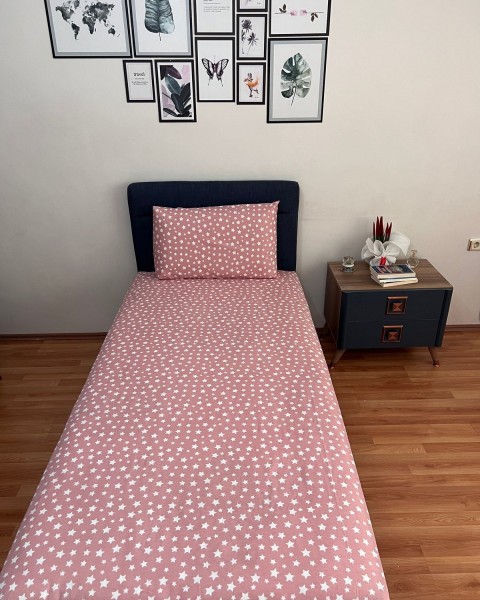 Tek Kişilik Lastikli Çarşaf (Yastıklı) 100 x 200 100 x 200  Pudra