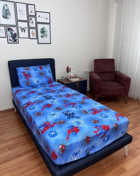 Tek Kişilik Lastikli Çarşaf (Yastıklı) 100 x 200 100 x 200  Spiderman