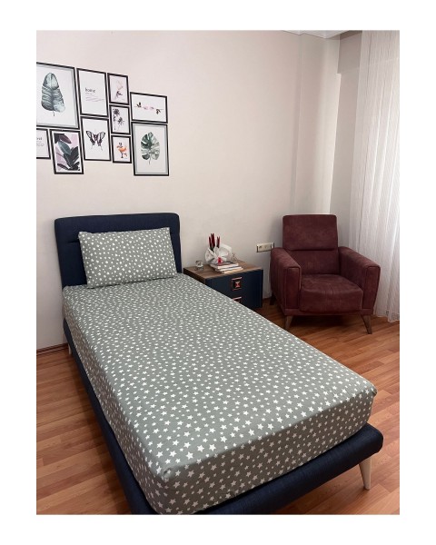 Tek Kişilik Lastikli Çarşaf (Yastıklı) 100 x 200 Cam Göbeği 100 x 200