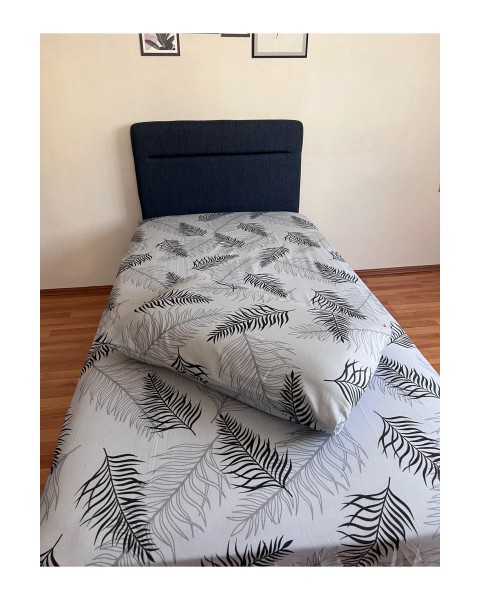 Tek Kişilik Lastikli Çarşaf (YASTIKLI) Takımı Gri Siyah Beyaz Tüy Desen 100 x 200 100 x 200  gribüyüktüylü