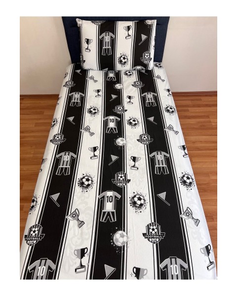 Tek Kişilik Lastikli Çarşaf (YASTIKLI) Takımı Taraftar Siyah Beyaz 100 x 200 siyah beyaz 100 x 200