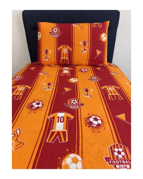 TEK KİŞİLİK NEVRESİM TAKIMI ÇARŞAFI LASTİKLİ YASTIĞI KAPAKLI  160 x 230  SARIKIRMIZI