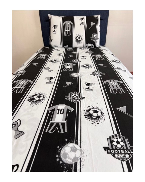 TEK KİŞİLİK NEVRESİM TAKIMI ÇARŞAFI LASTİKLİ YASTIĞI KAPAKLI  160 x 230  Siyahbeyaz