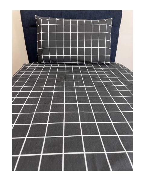 TEK KİŞİLİK NEVRESİM TAKIMI ÇARŞAFI LASTİKLİ YASTIĞI KAPAKLI  160 x 230  Siyahekose