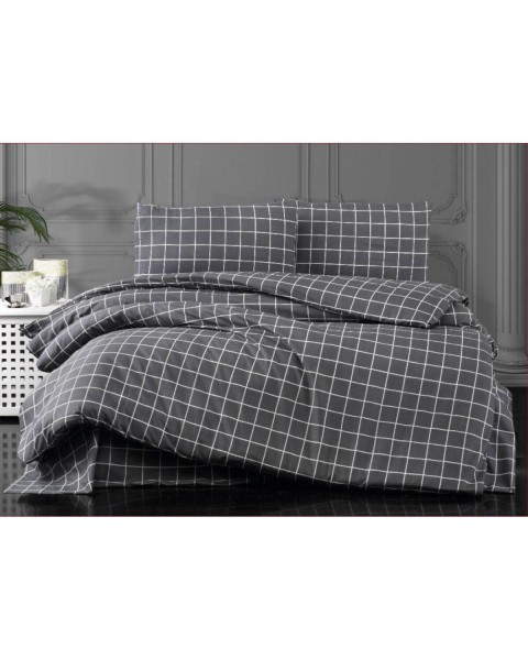 TEK KİŞİLİK NEVRESİM TAKIMI ÇARŞAFI LASTİKLİ YASTIĞI KAPAKLI  160 x 230  Siyahekose
