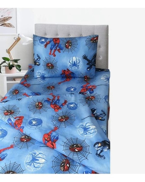 TEK KİŞİLİK NEVRESİM TAKIMI ÇARŞAFI LASTİKLİ YASTIĞI KAPAKLI  160 x 230  spiderman